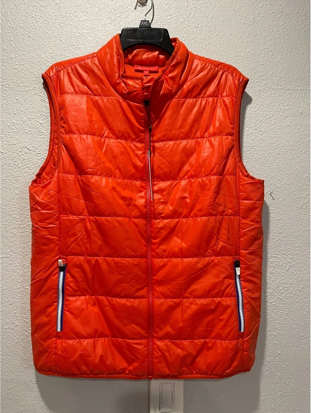 Redvanly Men's Quilted Puffer Vest in Orange, Size L